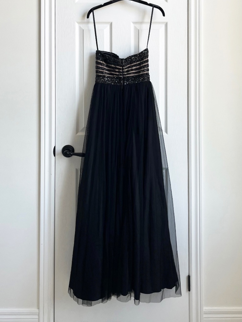 LIKE NEW: Holt Renfrew (Aidan Mattox) - Strapless Black Sequinned Evening Gown - Picture 2 of 14